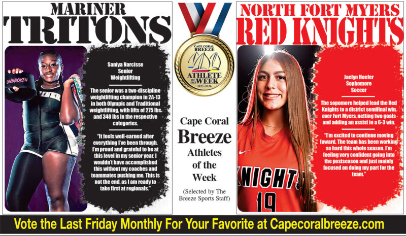Athletes of the Week | Jan. 30 | Mariner Triton SANIYA NARCISSE & North Fort Myers Red Knight JAELYN HOEFER